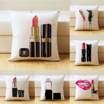 Home Pillow Covers 18 x 18 IncLinen Pillow Case for Sofa Couch Chair Bedroom Modern Decor,Lipstick series Decorative Cushion Cover for Bedroom Sofa Living Room